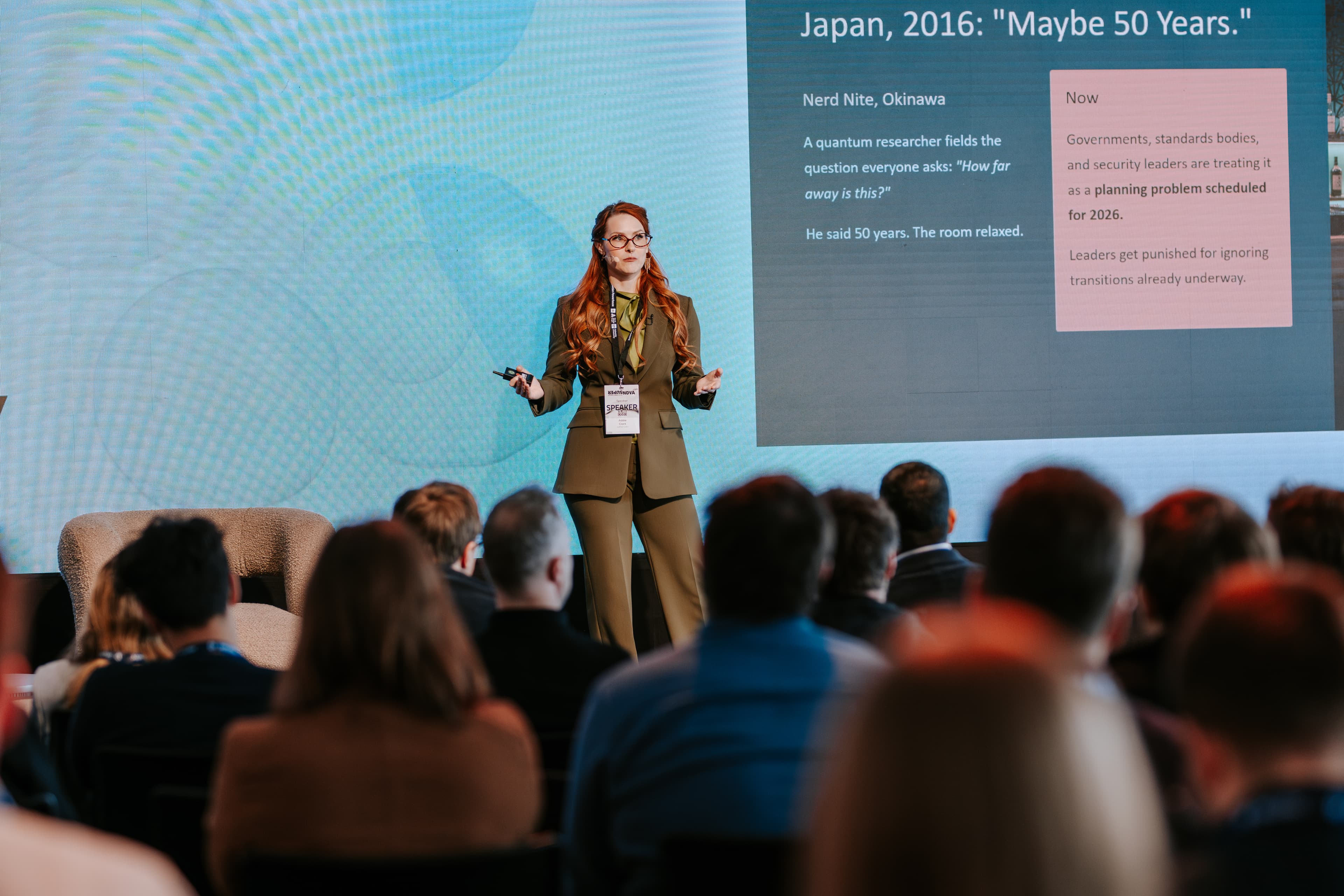 Addie LaMarr speaking at CyberNova, Antwerp